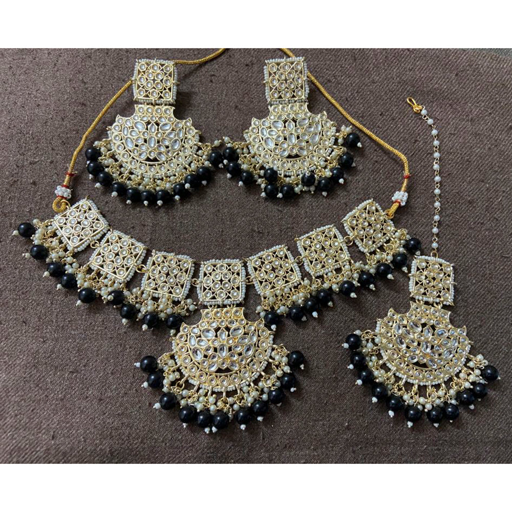 Sai Fashion Gold Plated Kundan Stone & Beads Choker Necklace Set