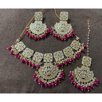 Sai Fashion Gold Plated Kundan Stone & Beads Choker Necklace Set