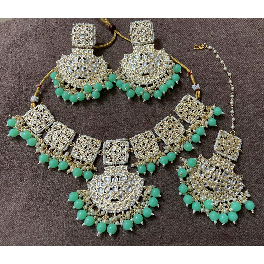 Sai Fashion Gold Plated Kundan Stone & Beads Choker Necklace Set