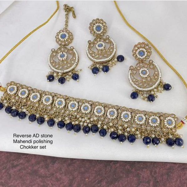 Sai Fashion Gold Plated Pearl & Beads Choker Necklace Set