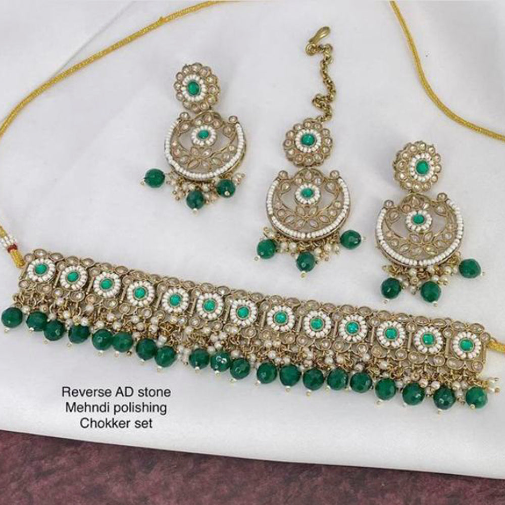 Sai Fashion Gold Plated Pearl & Beads Choker Necklace Set