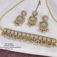 Sai Fashion Gold Plated Pearl & Beads Choker Necklace Set