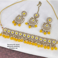 Sai Fashion Gold Plated Pearl & Beads Choker Necklace Set
