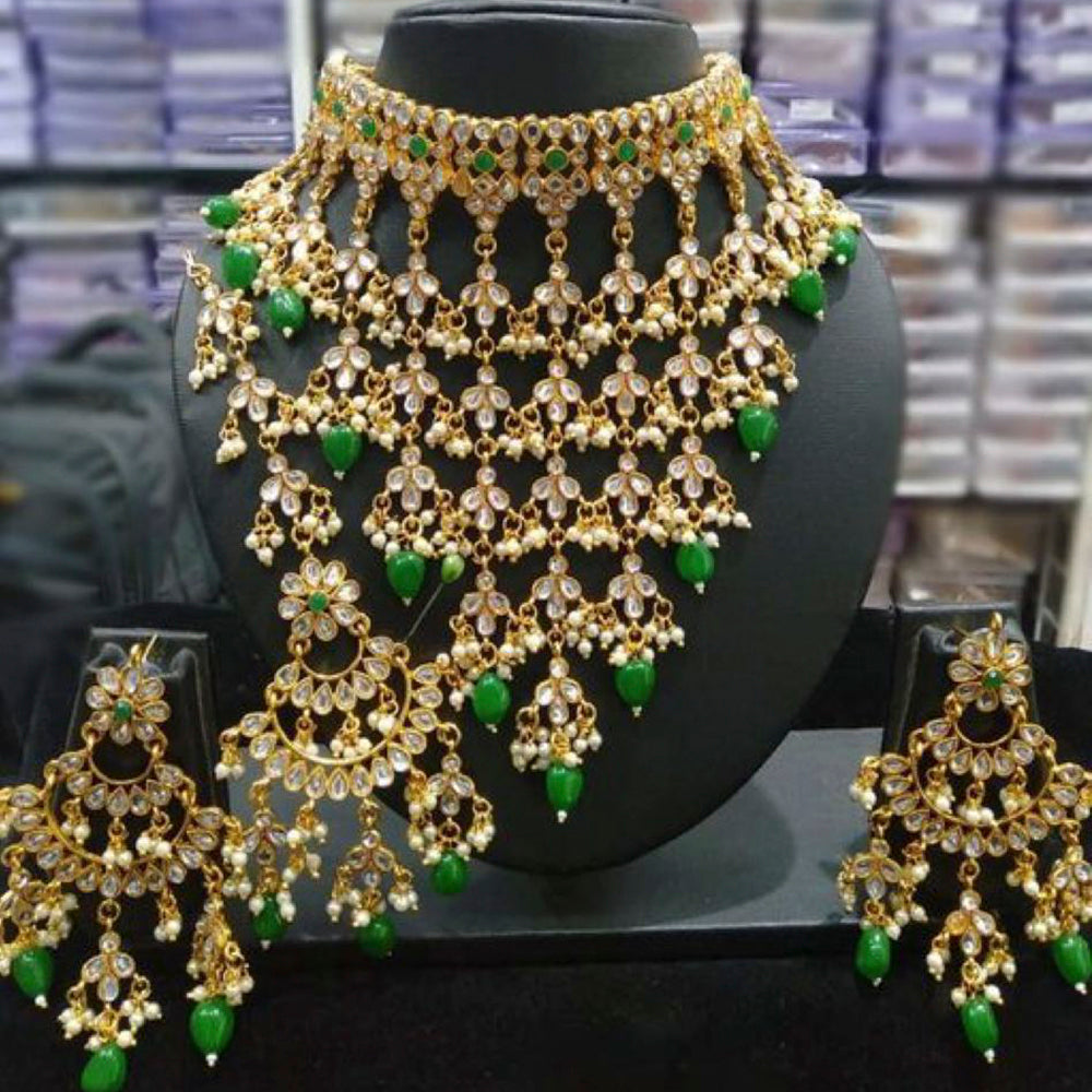 Sai Fashion Gold Plated Kundan Stone & Beads Necklace Set