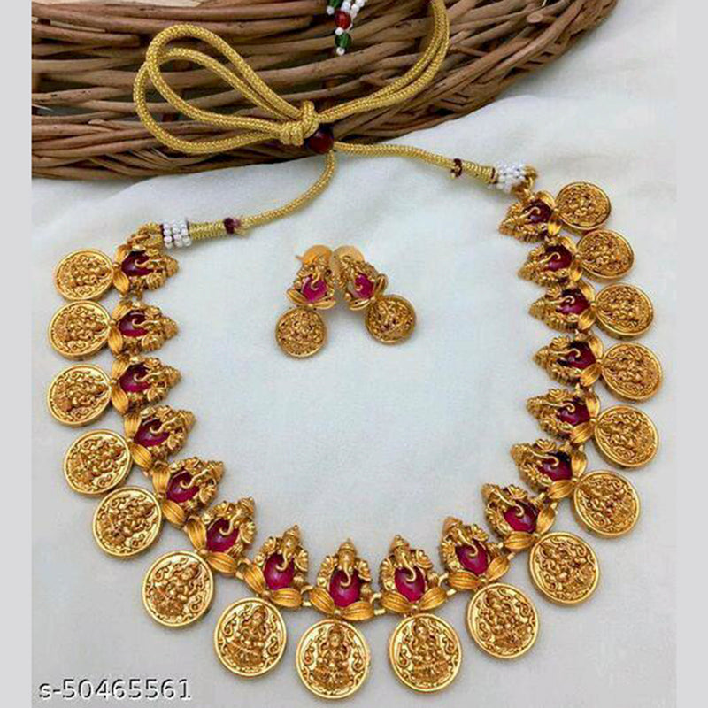 Sai Fashion Gold Plated Temple Necklace Set