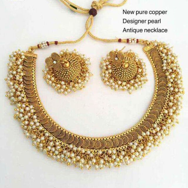 Sai Fashion Copper Traditional Pearl Necklace Set