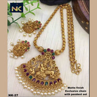 Sai Fashion Gold Plated Pota Stone Temple Necklace Set