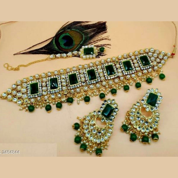 Sai Fashion Gold Plated Kundan And Beads Necklace Set