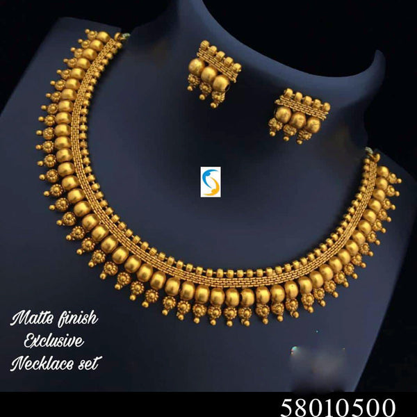 Sai Fashion Gold Plated Matte Finish Necklace Set