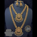 Sai Fashion Gold Plated Pink & Green Pota Stone Necklace Set