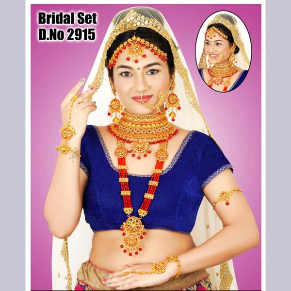 Sai Fashion Gold Plated Kundan Stone & Beads Bridal Jewellery Set