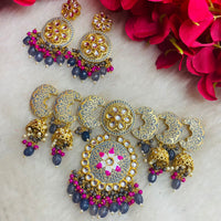 Shagna Gold Plated Meenakari & Kundan Beads Necklace Set