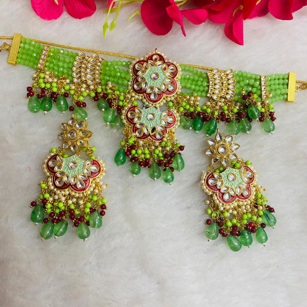 Shagna Gold Plated Meenakari & Kundan Beads Necklace Set