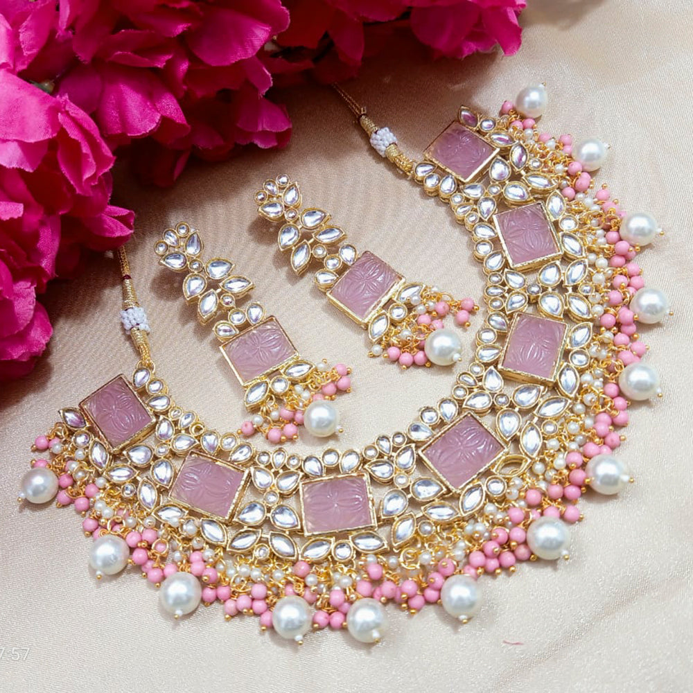 Shagna Gold Plated Meenakari & Kundan Beads Necklace Set