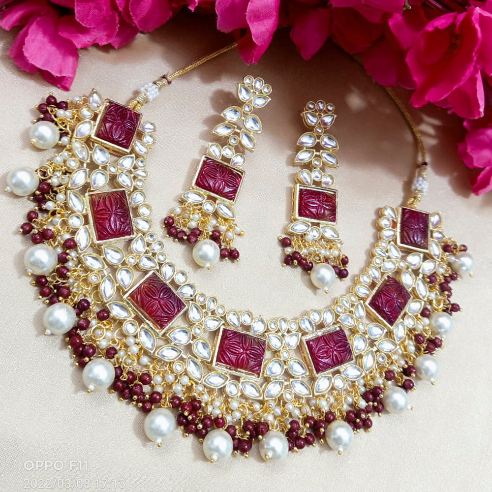 Shagna Gold Plated Meenakari & Kundan Beads Necklace Set