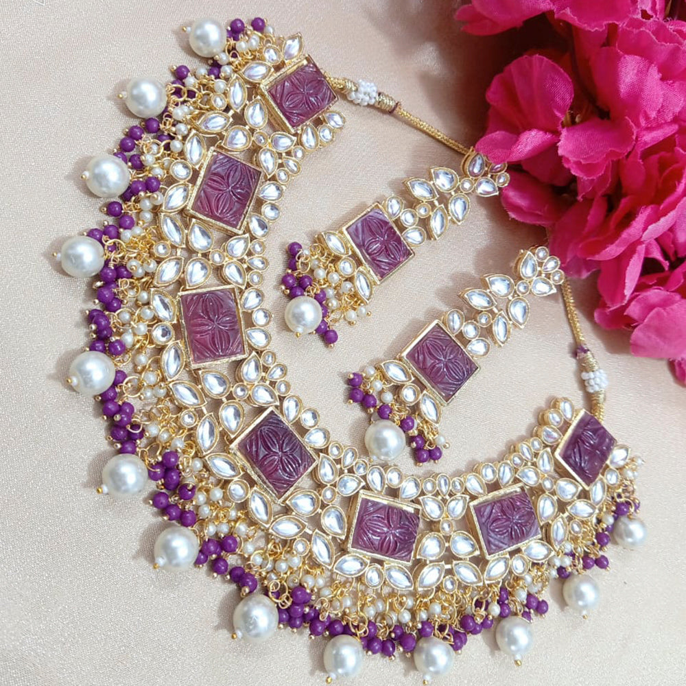 Shagna Gold Plated Meenakari & Kundan Beads Necklace Set