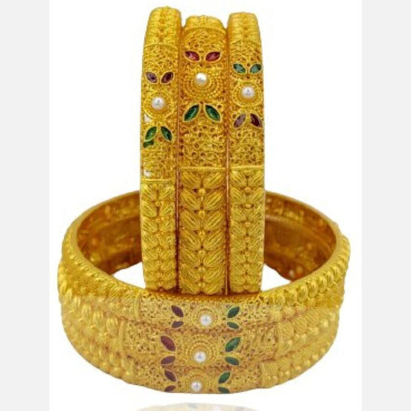 Kayaa Fashion Gold Plated 6 pcs Thushi Stone Studded Bangles Set for Womens Girls
