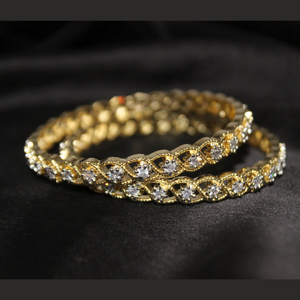 Kayaa Fashion American Diamond Studded Gold Plated  Bangles for Women/Girls