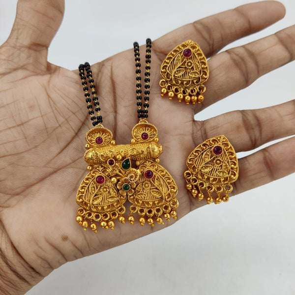 Kayaa Fashion Gold Plated Black Beads Mangalsutra