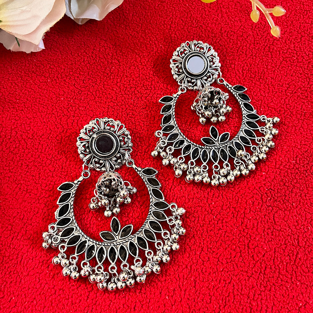 Shringarstreet Light Weight Oxidised Black Chandbali Style Earring
