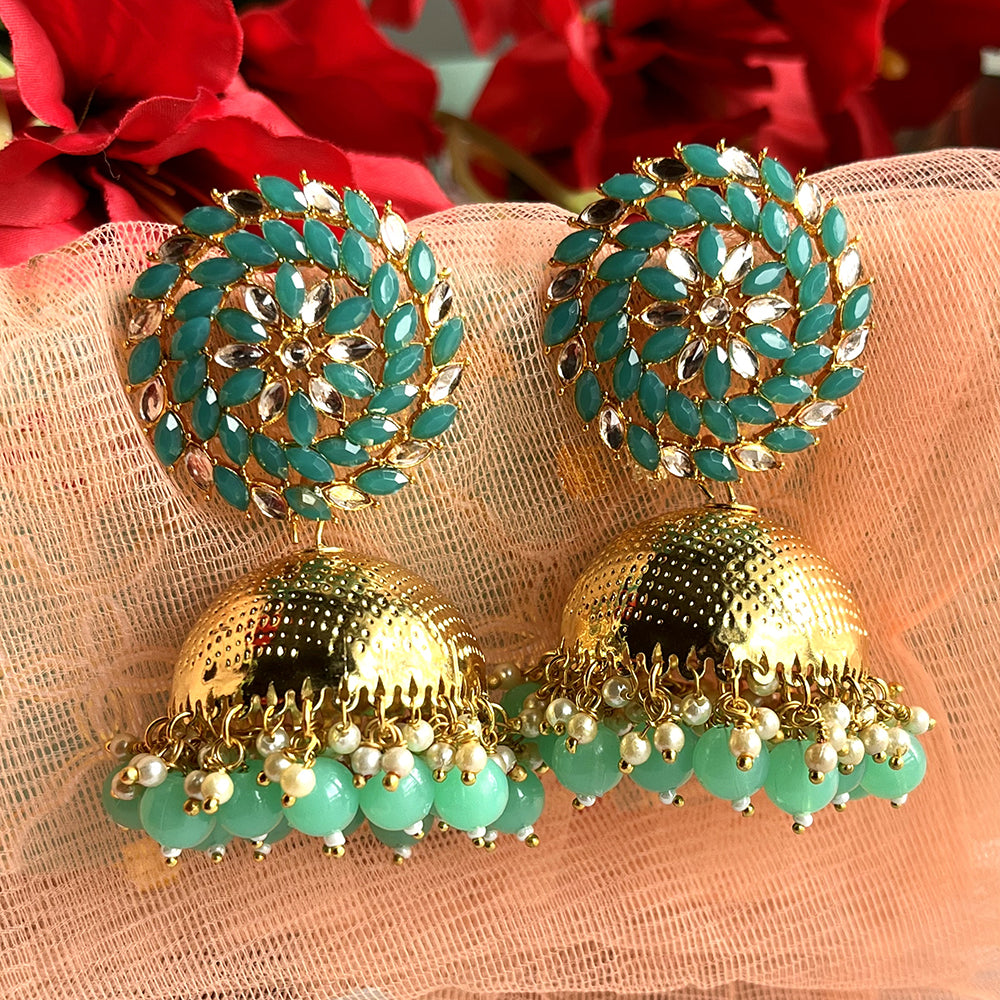 Shringarstreet Meenakari Kundan Stone & Beads Jhumki  Earrings