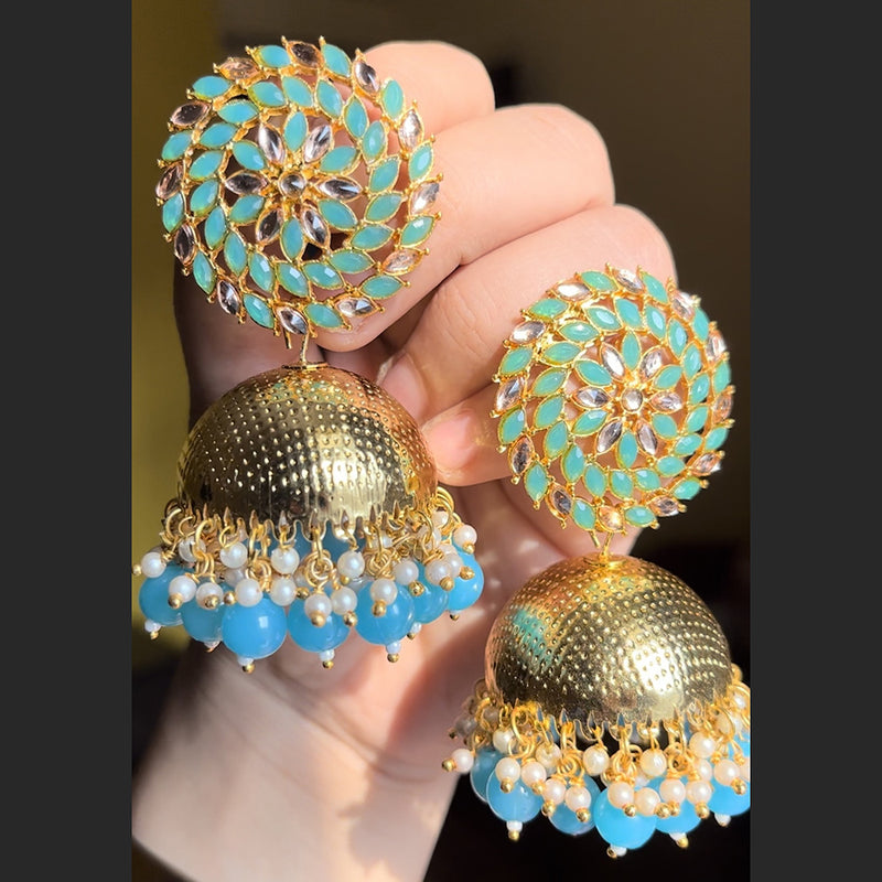 Shringarstreet Meenakari Kundan Stone & Beads Jhumki  Earrings