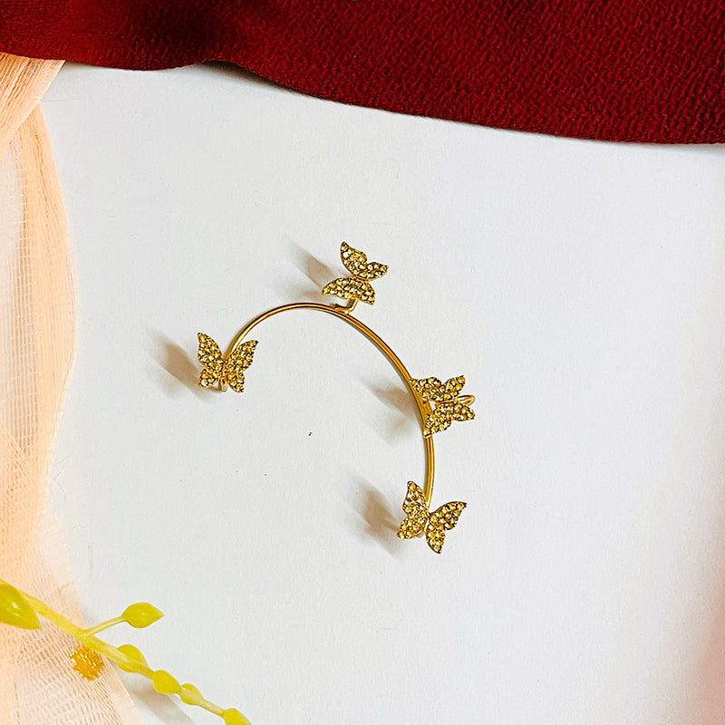 Shringarstreet Gold Plated Austrian Stone Ear Cuff Earrings