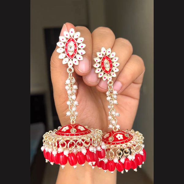 Shringarstreet Gold Plated Meenakari Jhumki Earrings