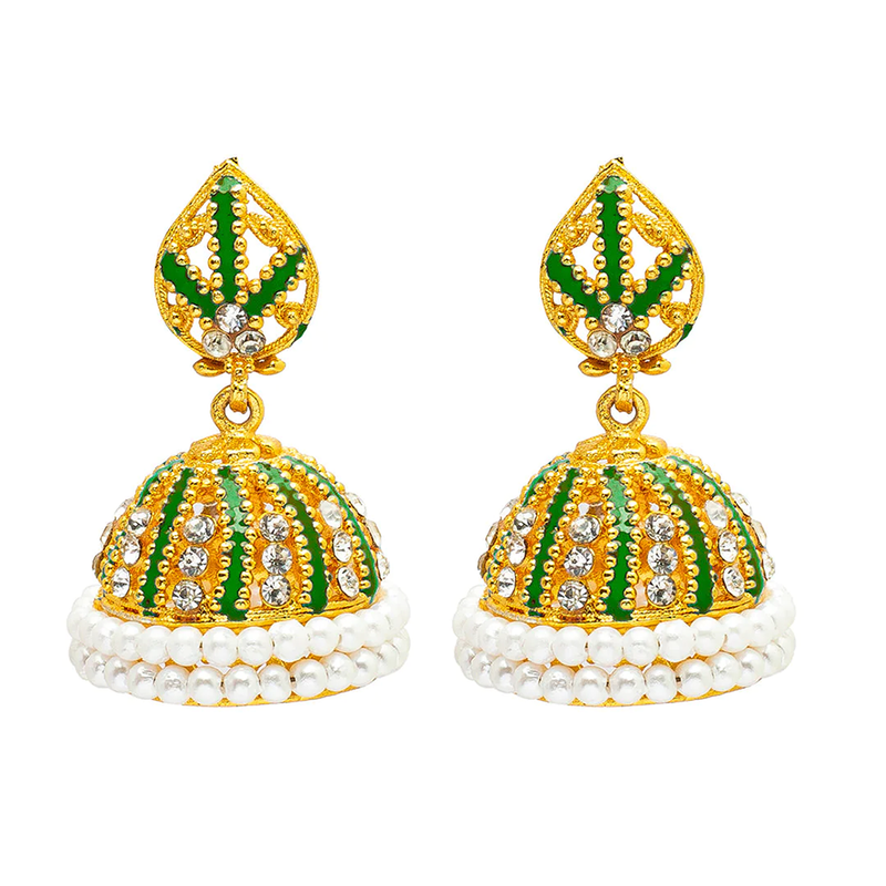 Mahavir Gold Plated Beads Jhumki Earrings