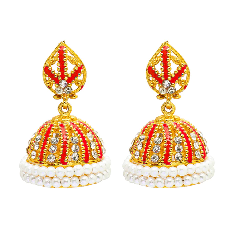 Mahavir Gold Plated Beads Jhumki Earrings