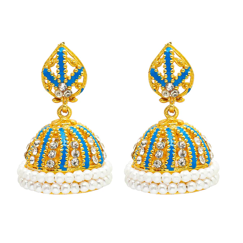 Mahavir Gold Plated Beads Jhumki Earrings