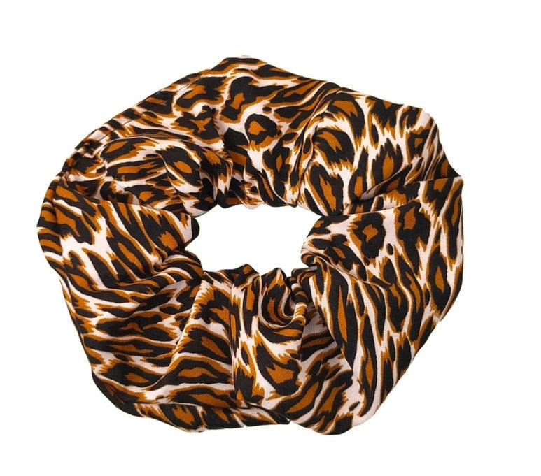 Raj Creation Assorted Color Pack Of 12 Tiger Printed Scrunchie Hair Rubber Band