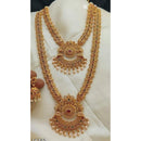 Metro Bangles Matte Finished Ruby Green Double necklace Pack Of 6 Necklace Set