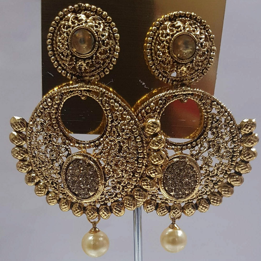 Shreeji Austrian Stone Gold Plated Dangler Earrings-ShreejiEar06