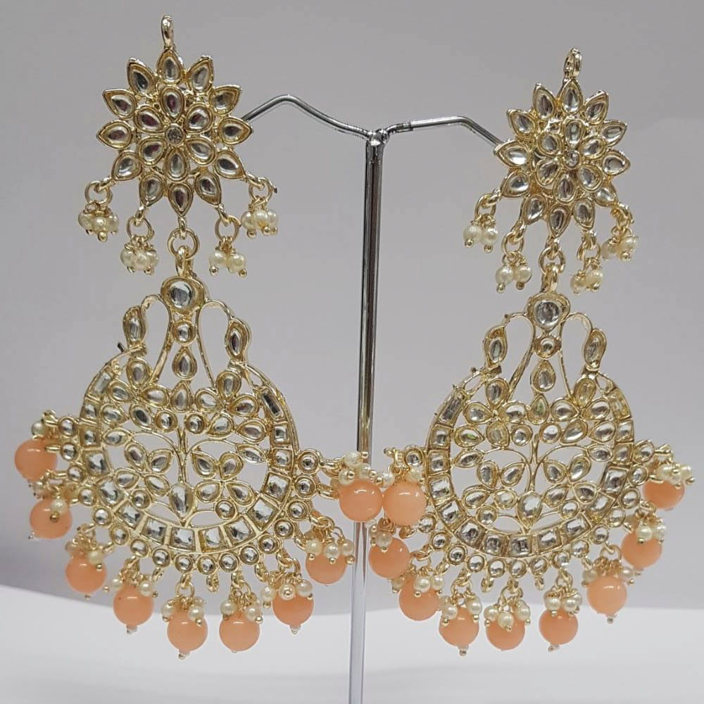 Shreeji Kundan Stone Gold Plated Dangler Earrings - ShreejiEar25