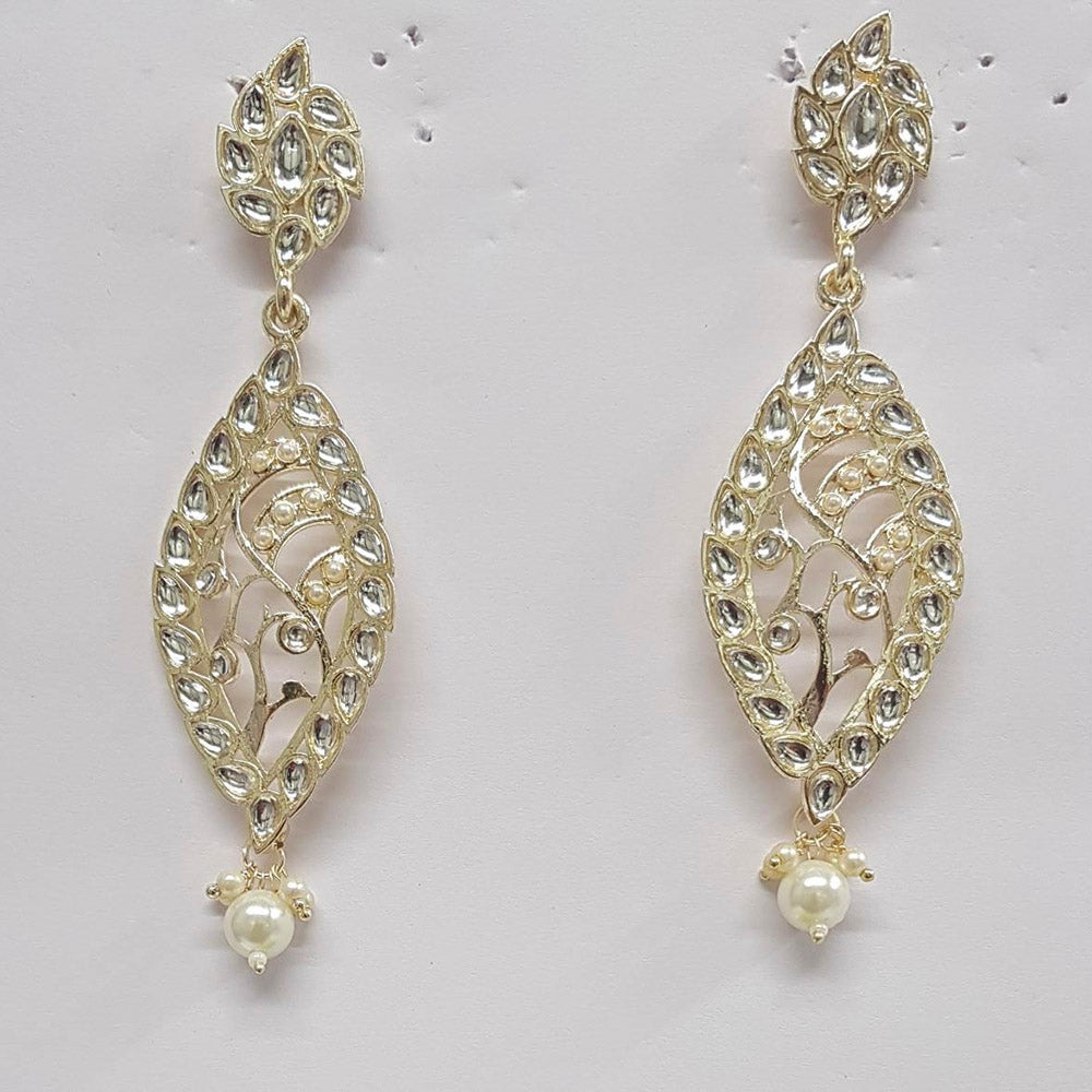 Shreeji Kundan Stone Gold Plated Dangler Earrings - ShreejiEar31