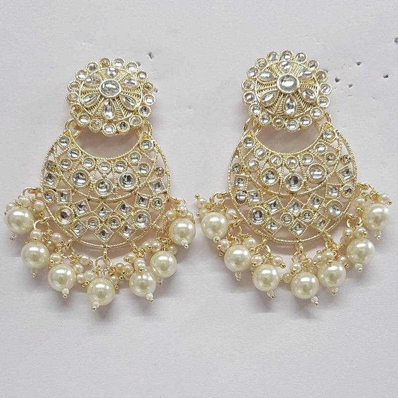 Shreeji Kundan Stone Gold Plated Dangler Earrings - ShreejiEar42