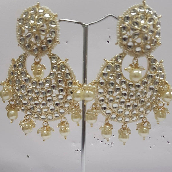 Shreeji Kundan Stone Gold Plated Dangler Earrings - ShreejiEar50