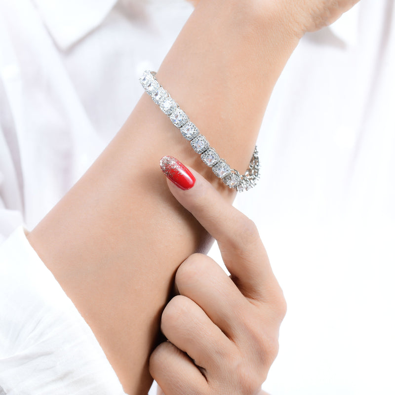 Nipura Silver Crystal Tennis Bracelet