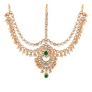 Etnico Gold Plated Traditional Kundan & Pearl Matha Patti/Maang Tikka for Women (T2014G)