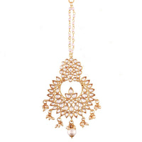 Etnico 18K Gold Plated Traditional Kundan Studded Maang Tikka for Women (T2020W)