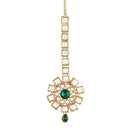 Etnico 18K Gold Plated Traditional Kundan & Stone Studded Maang Tikka for Women & Girls (T2035G)