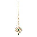 Etnico 18K Gold Plated Traditional Kundan & Stone Studded Maang Tikka for Women & Girls (T2035G)