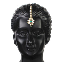 Etnico 18K Gold Plated Traditional Kundan & Stone Studded Maang Tikka for Women & Girls (T2035G)