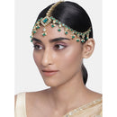 Etnico 18K Gold Plated Kundan Studded Bridal Matha Patti/Maang Tikka for Women (T2057G)