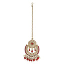 Etnico 18K Gold Plated Traditional Kundan & Pearl Studded Maang Tikka For Women (T4001M)