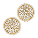 Etnico18K Gold Plated Traditional Kundan Pearl Royal Round Earring Maang Tikka Set Indian Traditional Jewellery for Women (TE2873W)