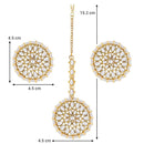 Etnico18K Gold Plated Traditional Kundan Pearl Royal Round Earring Maang Tikka Set Indian Traditional Jewellery for Women (TE2873W)