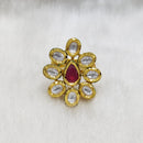 Tarangavi Red Kundan Gold Plated Ring
