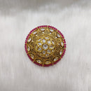 Tarangavi Red Kundan Gold Plated Floral Ring